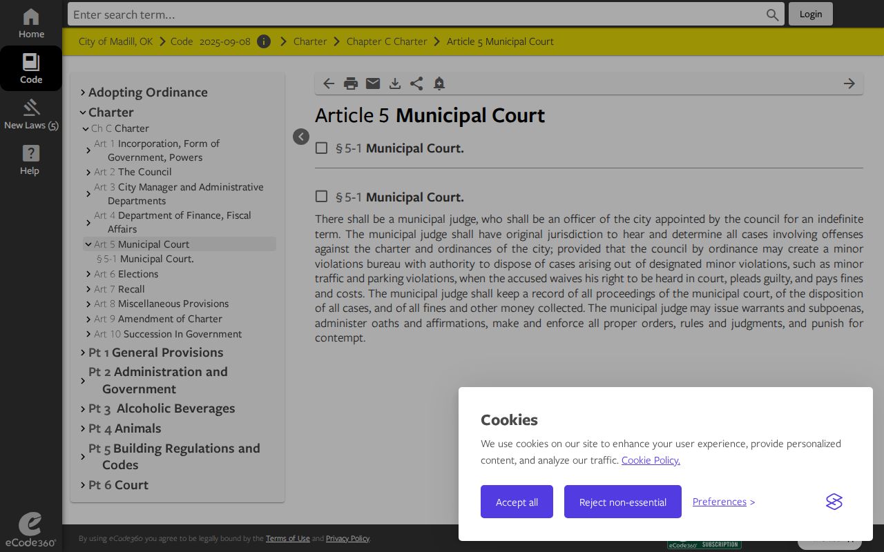 Marshall County municipal court warrant Madill judge authority